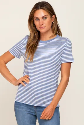 Light Blue Striped Basic Tee