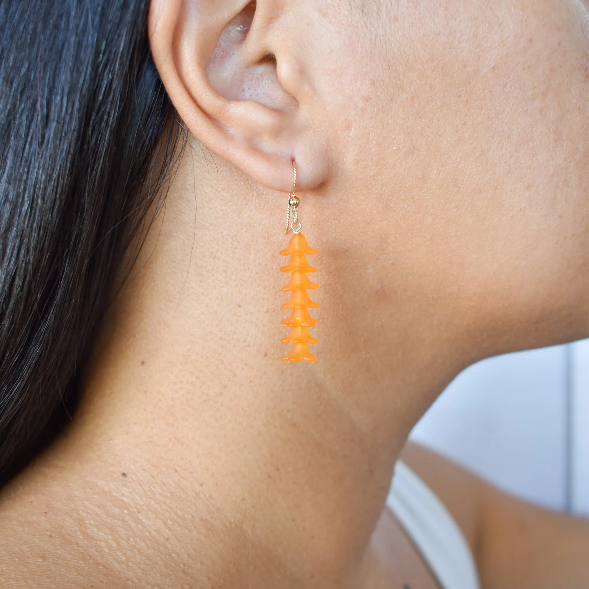 Longer Seven Cluster Puakenikeni Earrings