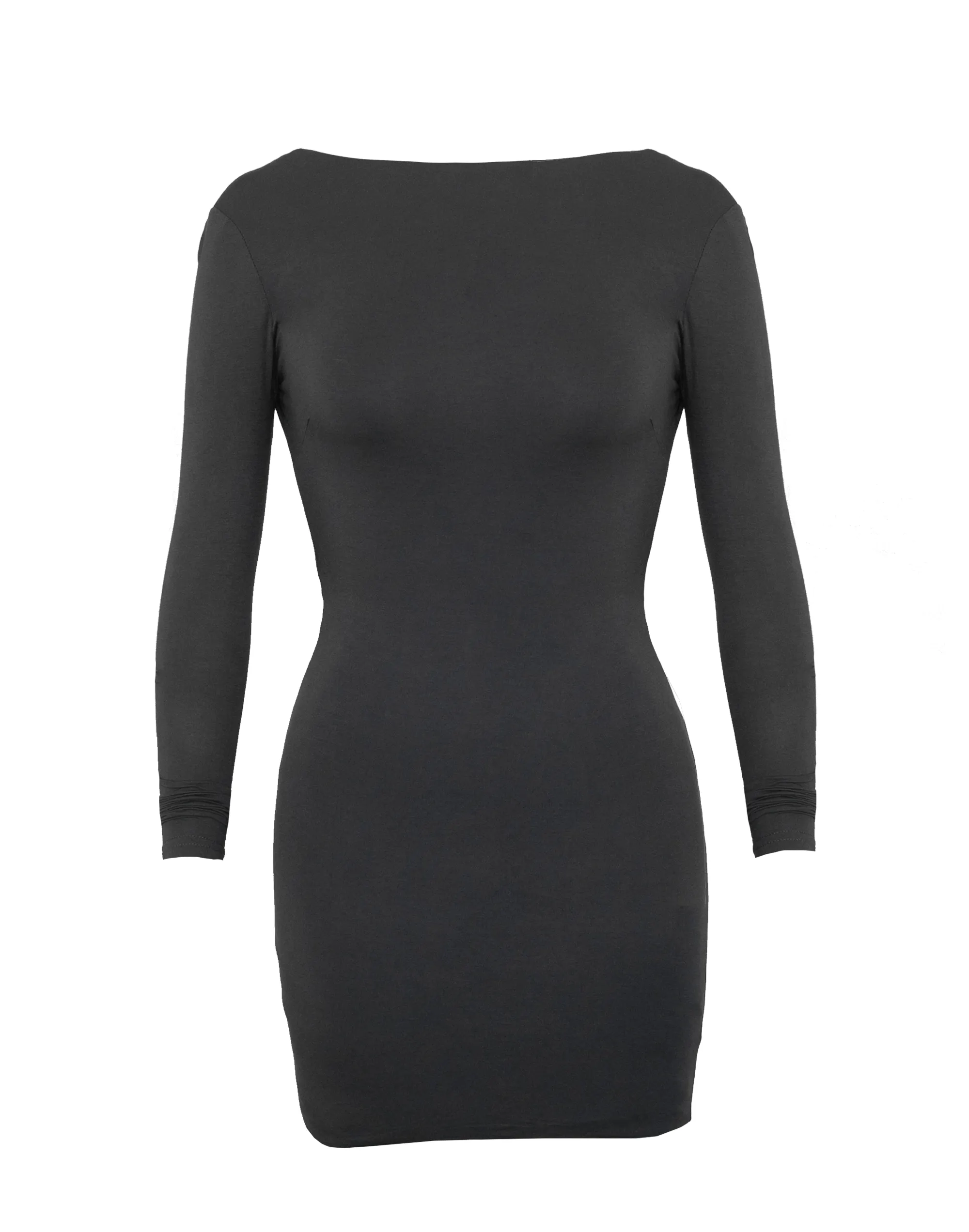 Luna Long Sleeve Mini Dress (Charcoal)