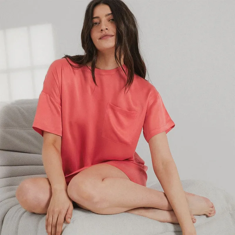 LUNYA | Washable Silk Oversized Tee - Limited Edition Outro Coral