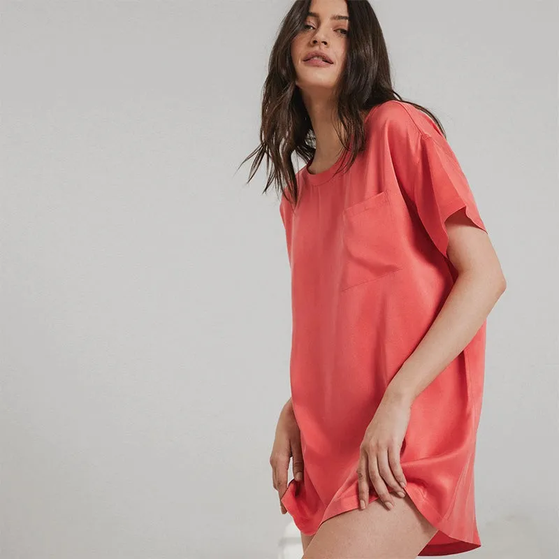 LUNYA | Washable Silk Oversized Tee - Limited Edition Outro Coral