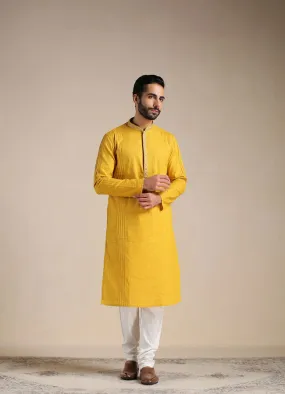 Manyawar Orange Pop Pintuck Striped Kurta Set