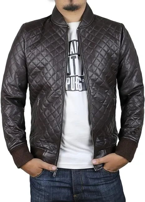 Mens Black Biker vintage Leather Bomber Jacket