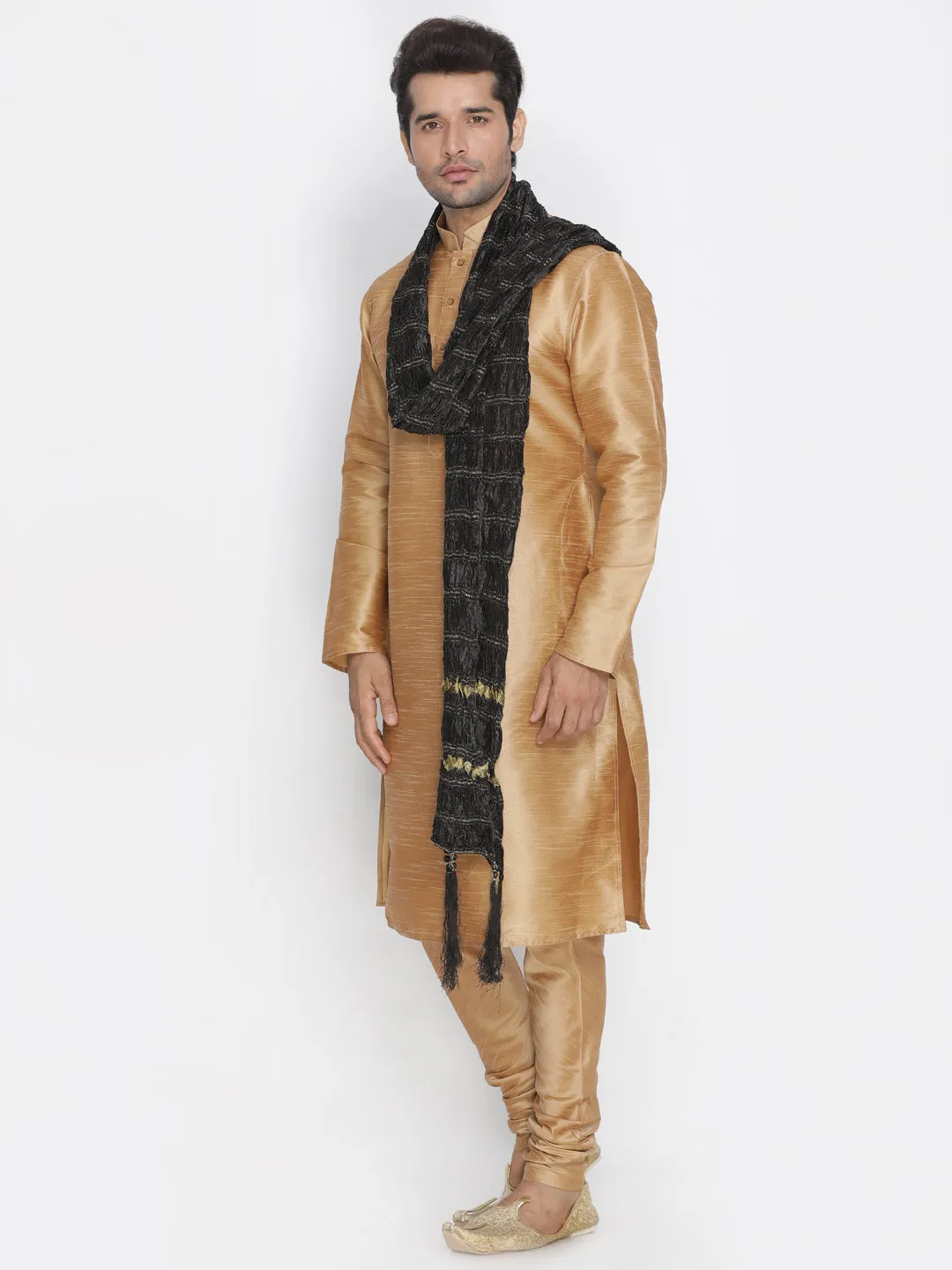 Men's Black Viscose Dupatta