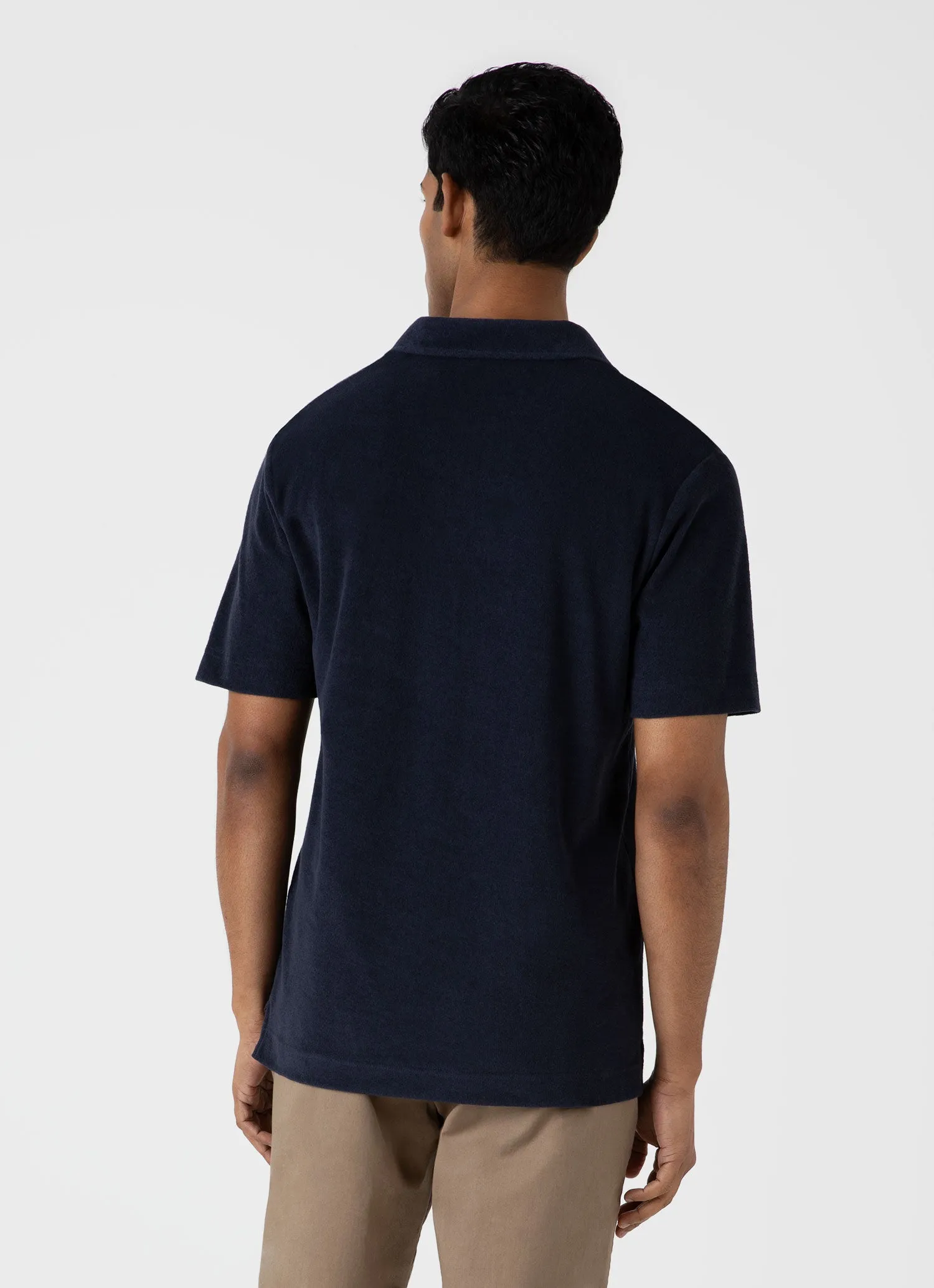 Men's Towelling Polo Shirt in Navy