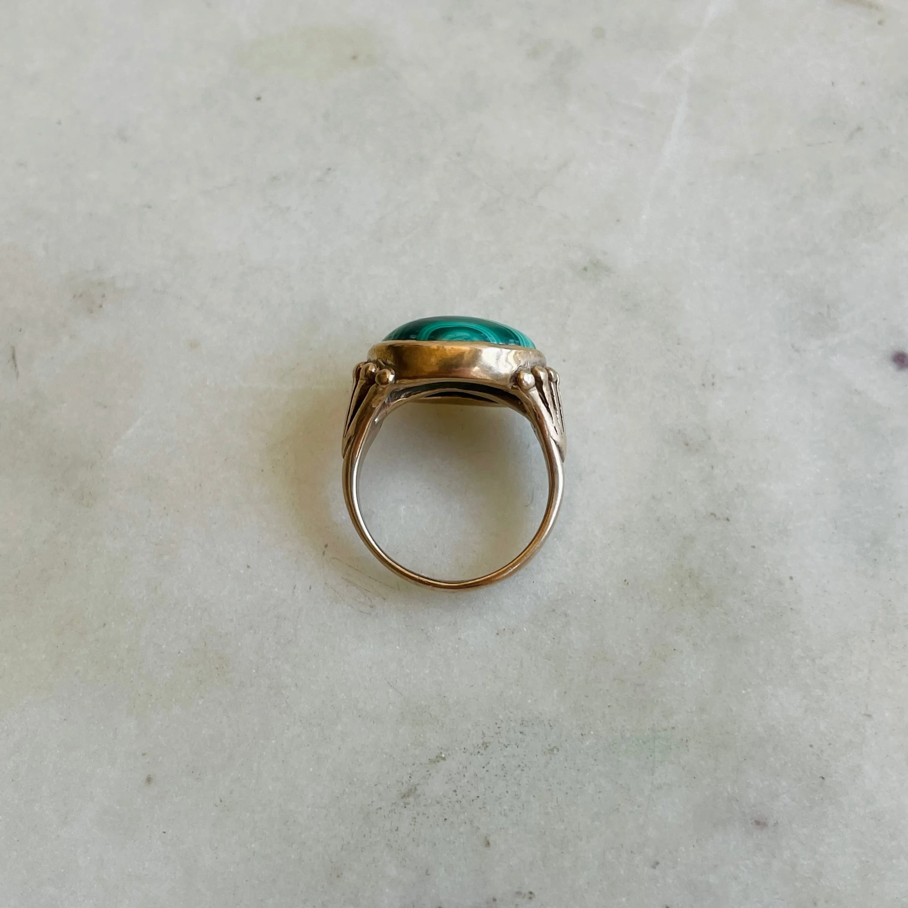 MIMOSA FLOWER RING — MALACHITE