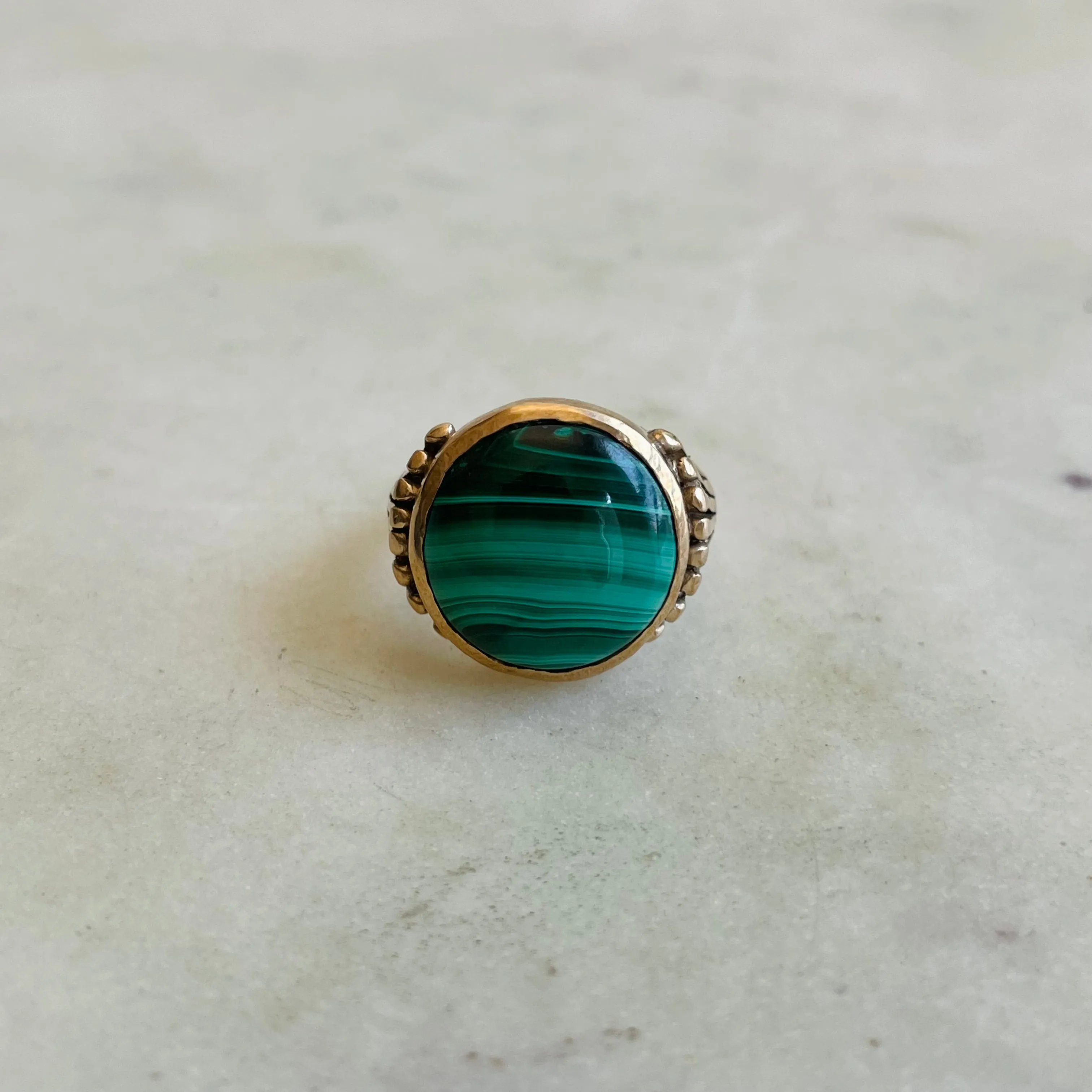 MIMOSA FLOWER RING — MALACHITE