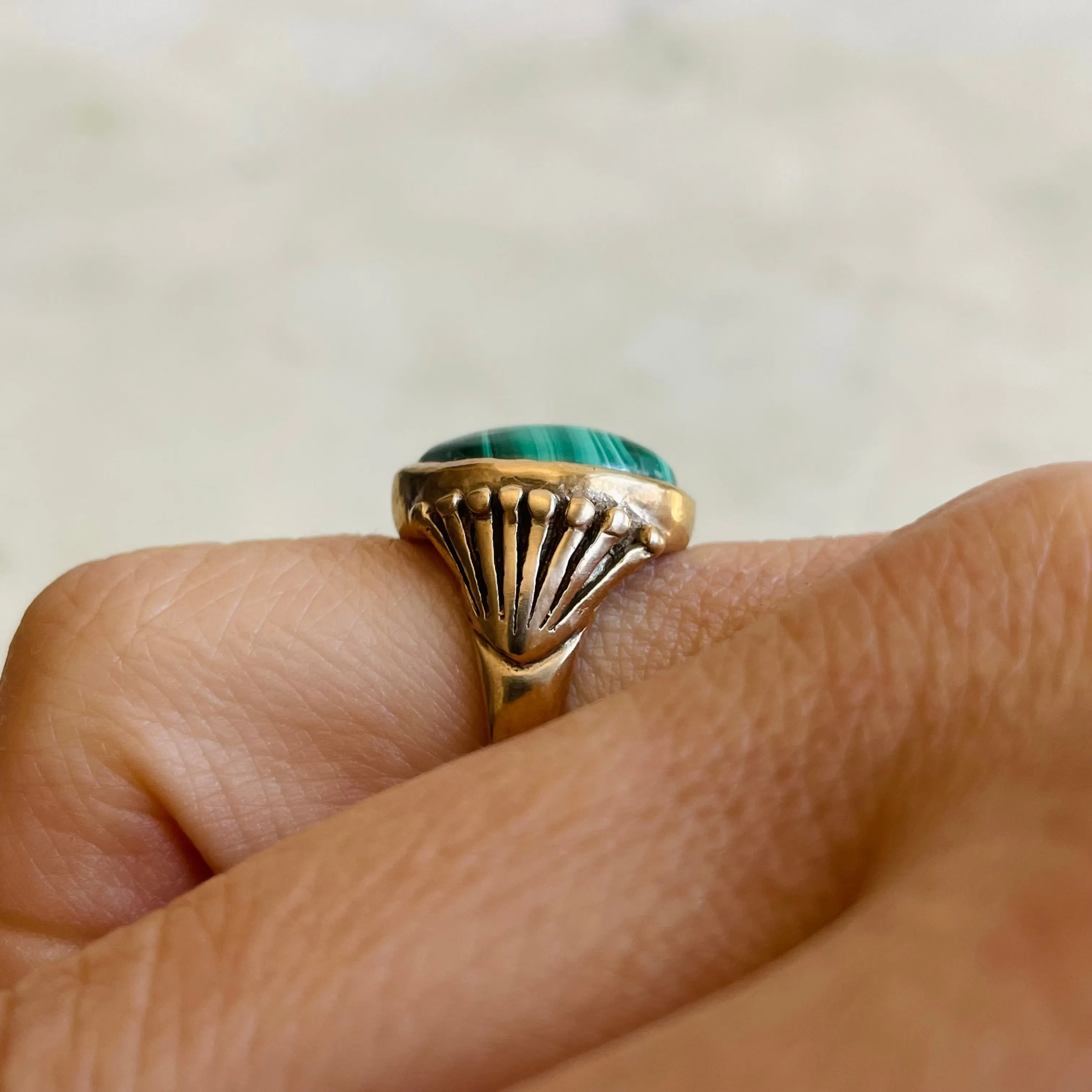 MIMOSA FLOWER RING — MALACHITE