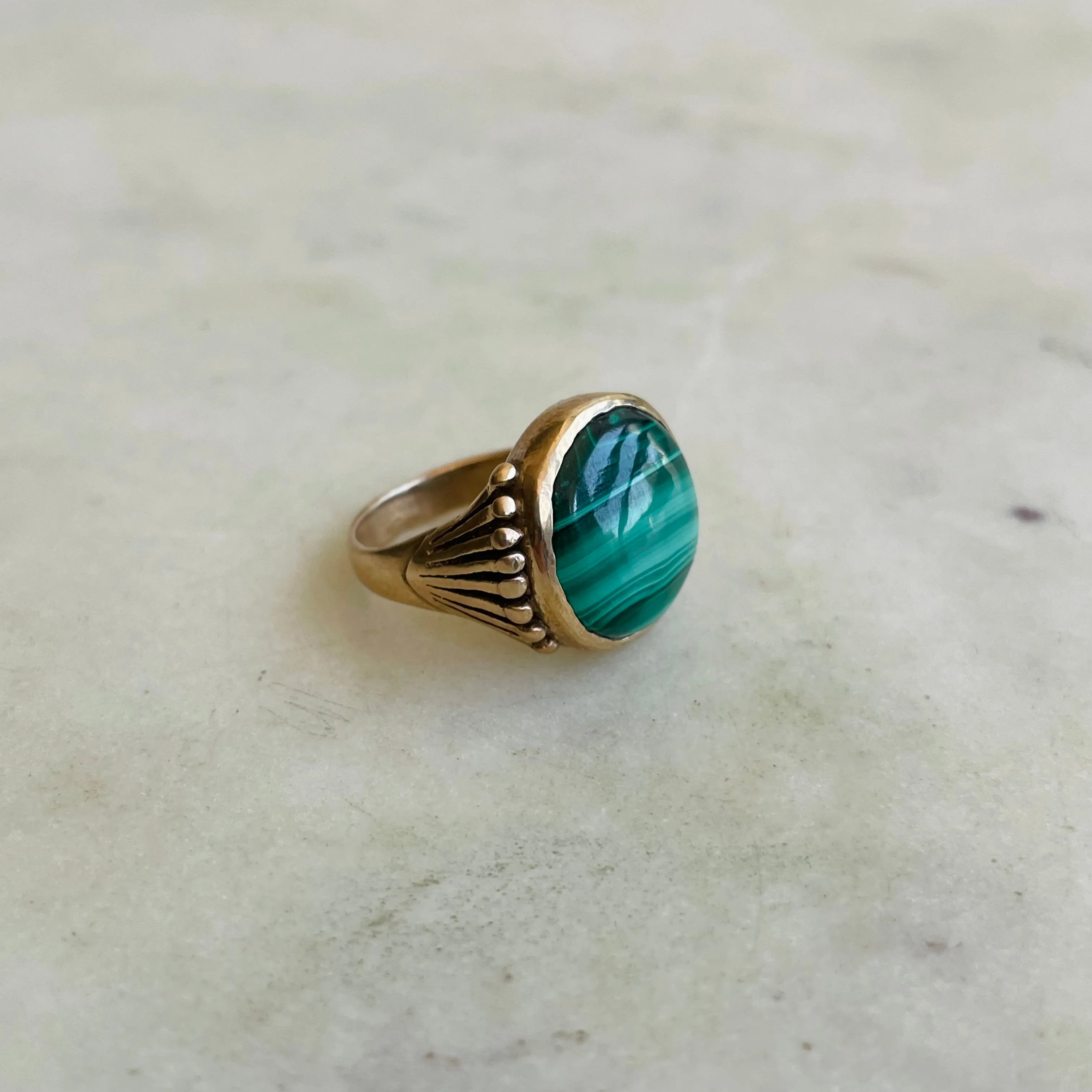 MIMOSA FLOWER RING — MALACHITE