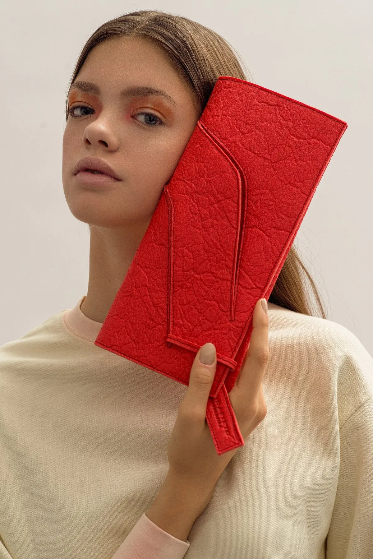 Mini Diagonal Slashed Clutch - Alternative Poppy