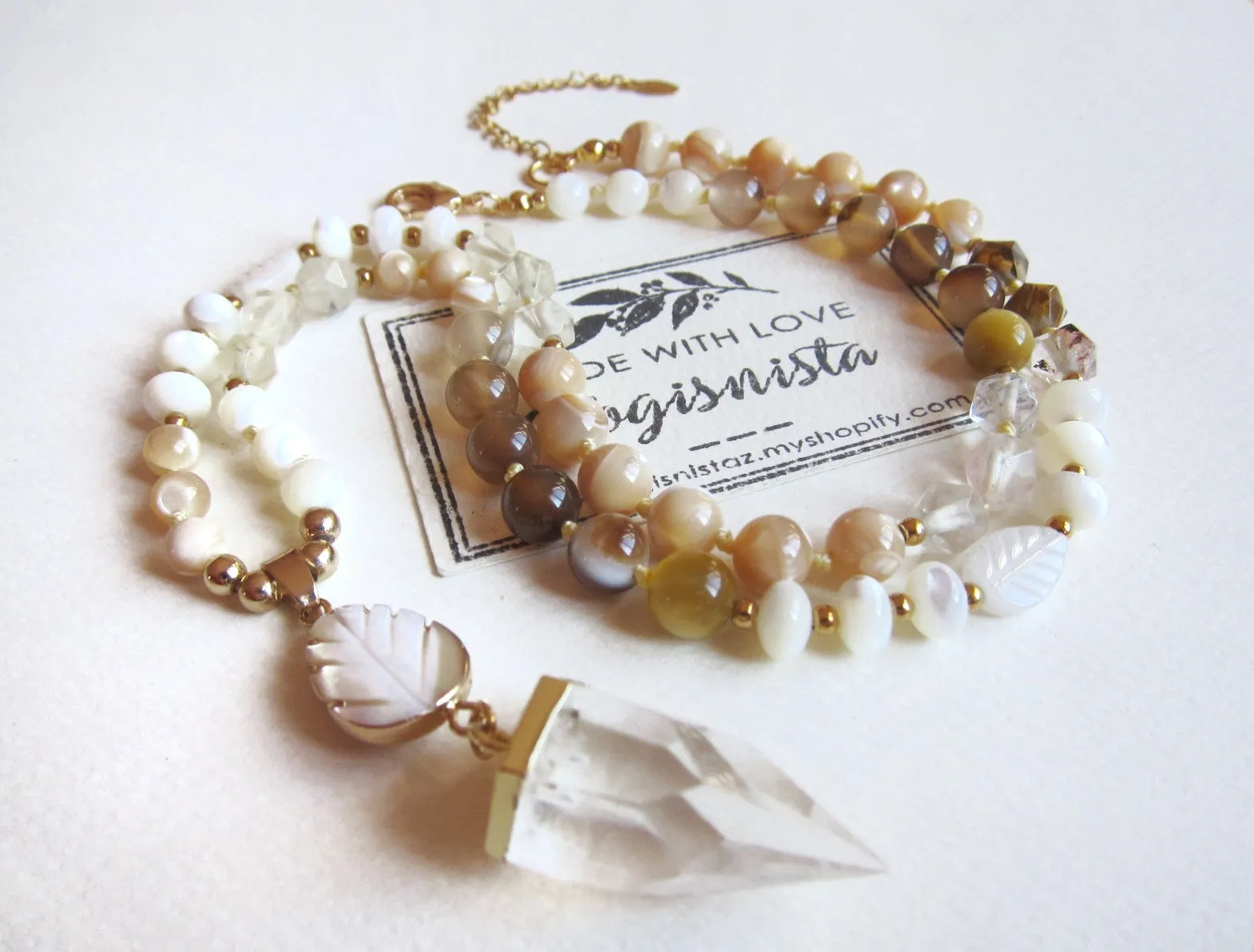 Mother of Pearl Goddess Beaded Necklace - Mother's Day Gift Ideas