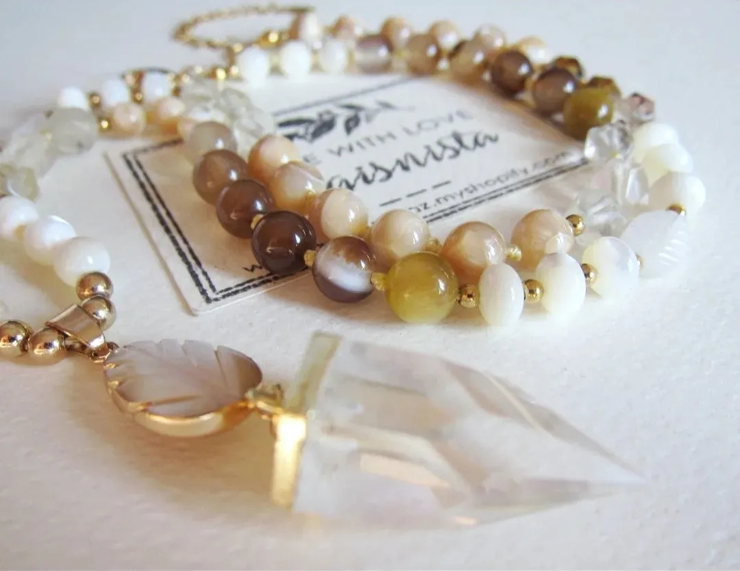 Mother of Pearl Goddess Beaded Necklace - Mother's Day Gift Ideas