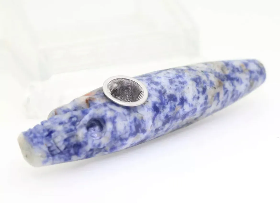 Natural Blue Spot Jasper Pipe 420