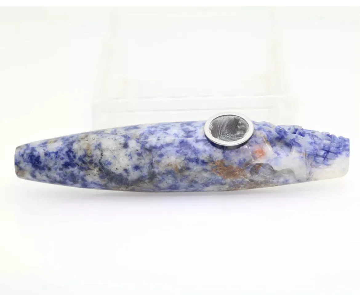 Natural Blue Spot Jasper Pipe 420