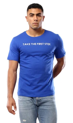 O179020 Take The First Step Blue Cotton Summer Tee