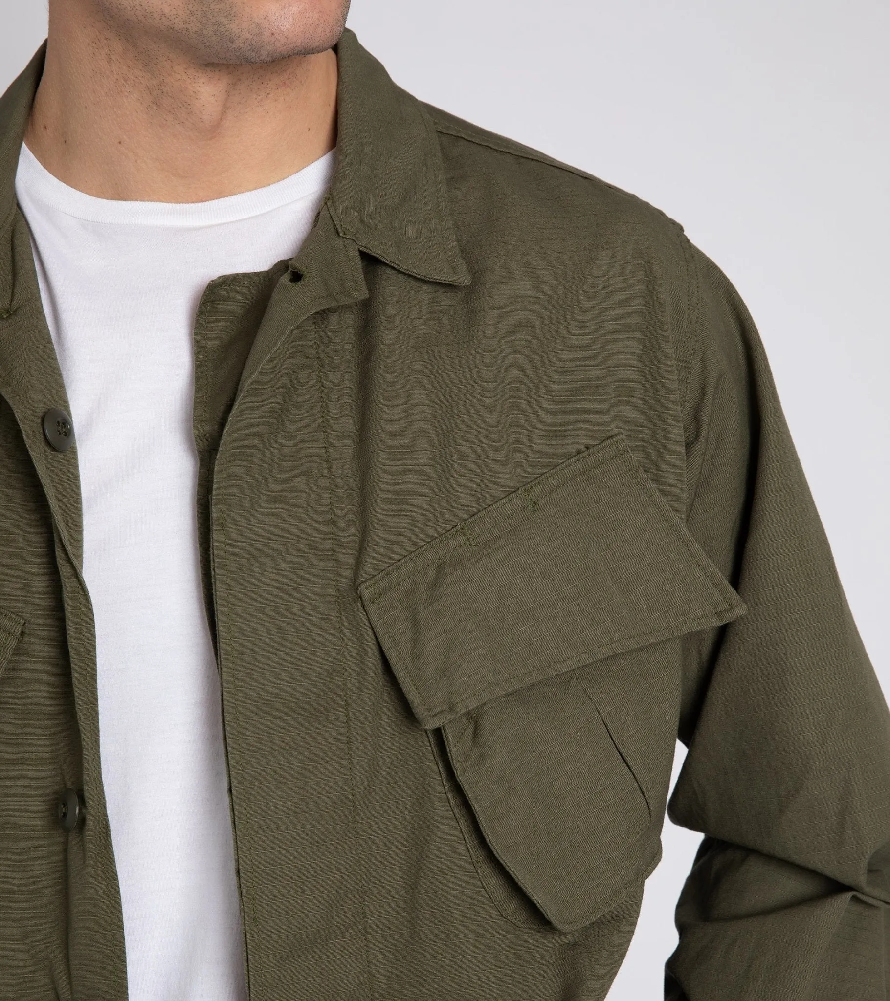 OrSlow Cotton Ripstop Tropical Jacket: Army Green