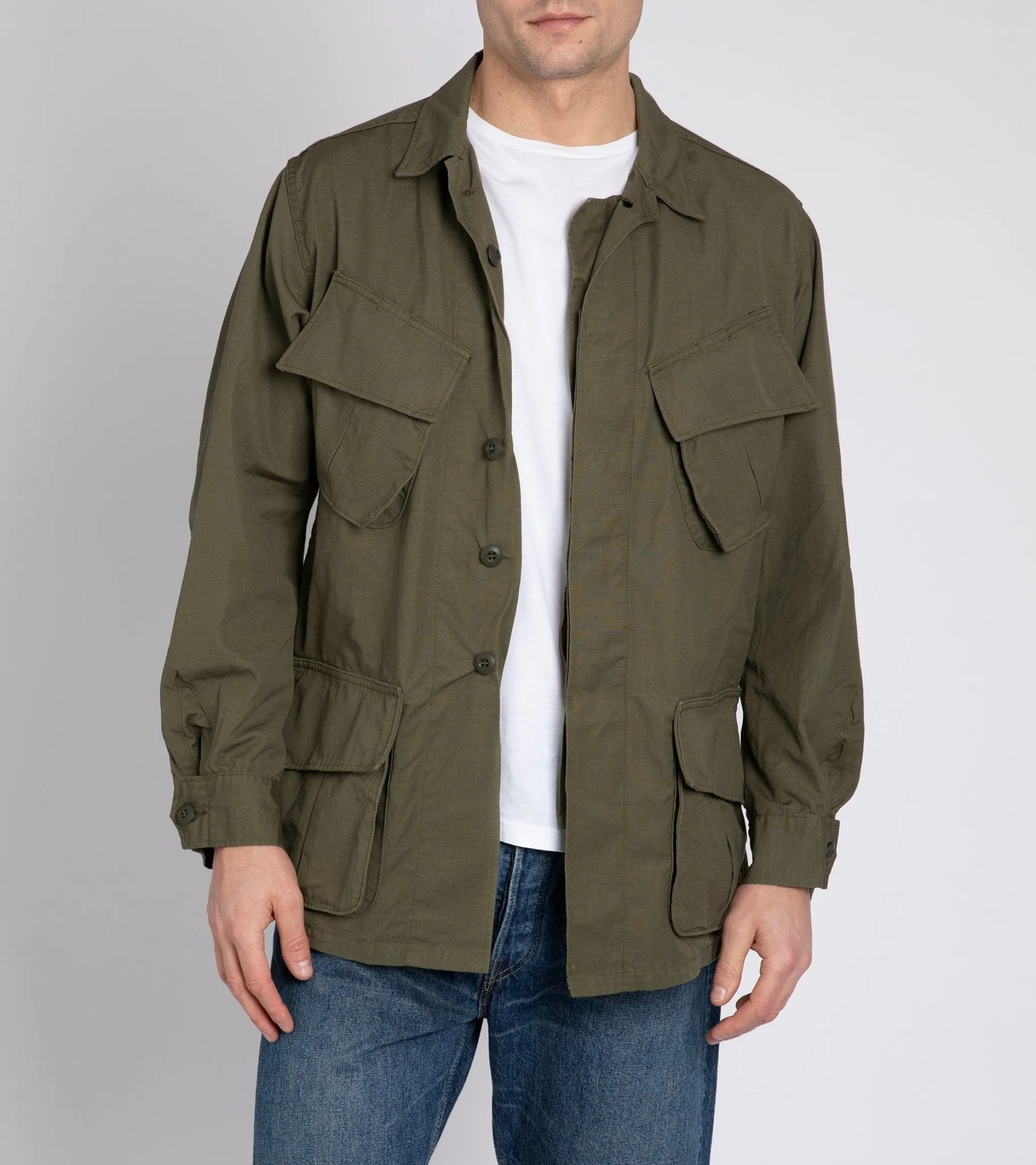 OrSlow Cotton Ripstop Tropical Jacket: Army Green