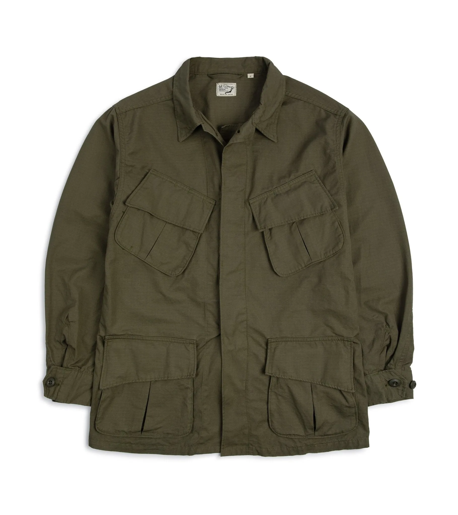 OrSlow Cotton Ripstop Tropical Jacket: Army Green