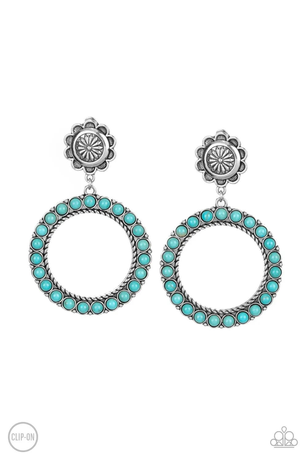 Paparazzi Playfully Prairie - Blue Clip On Earrings