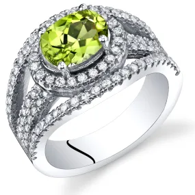 Peridot Oval Cut Sterling Silver Ring Size 8