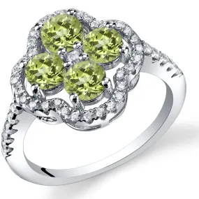 Peridot Round Cut Sterling Silver Ring Size 5