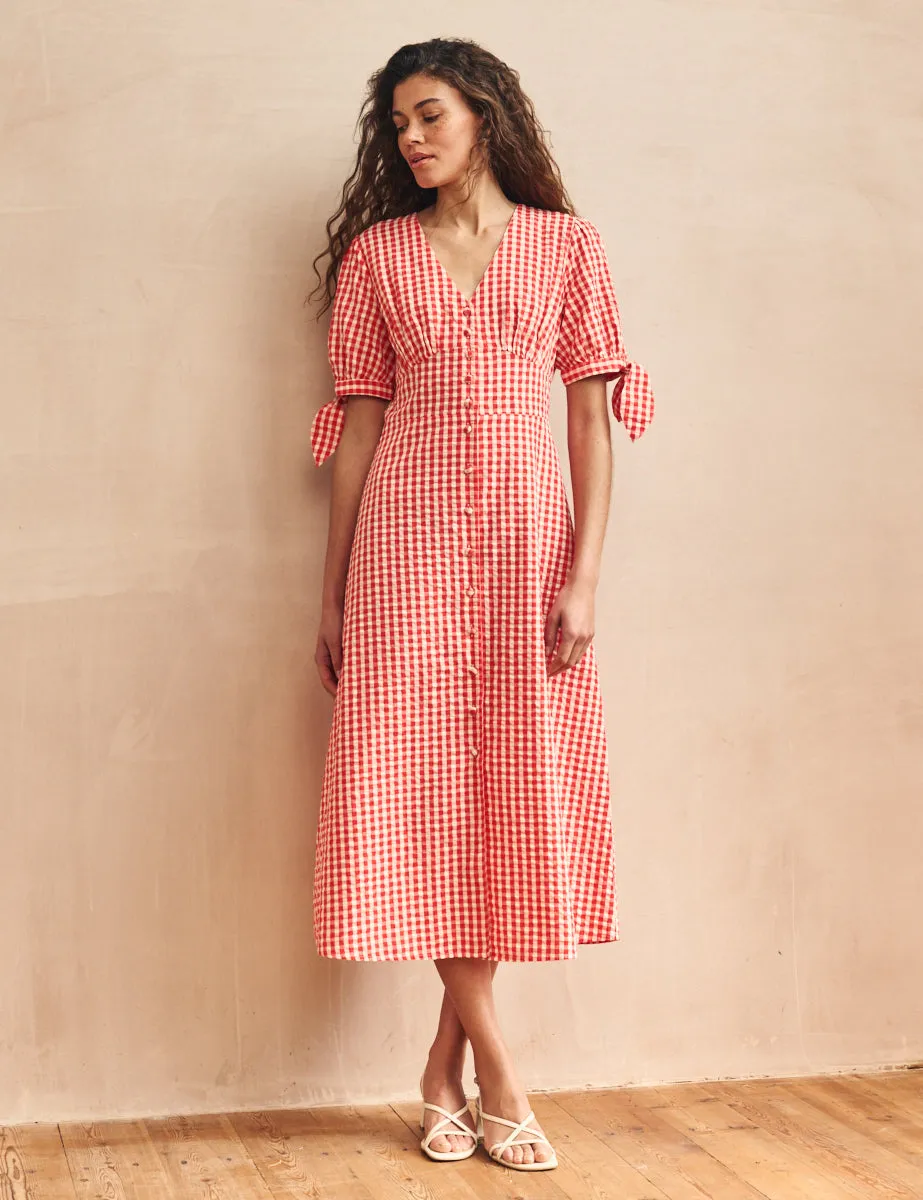 Petite Red Gingham Alexis Midi Dress