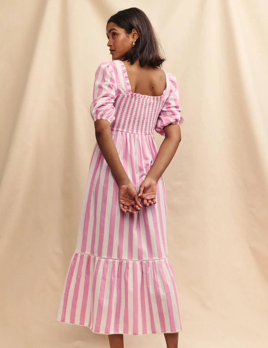 Pink Striped Elsa Midi Dress