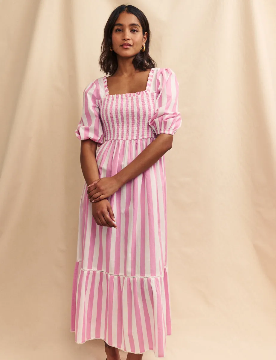 Pink Striped Elsa Midi Dress