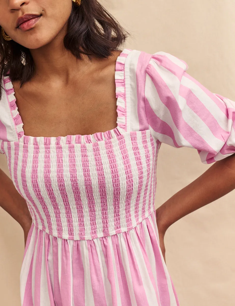 Pink Striped Elsa Midi Dress