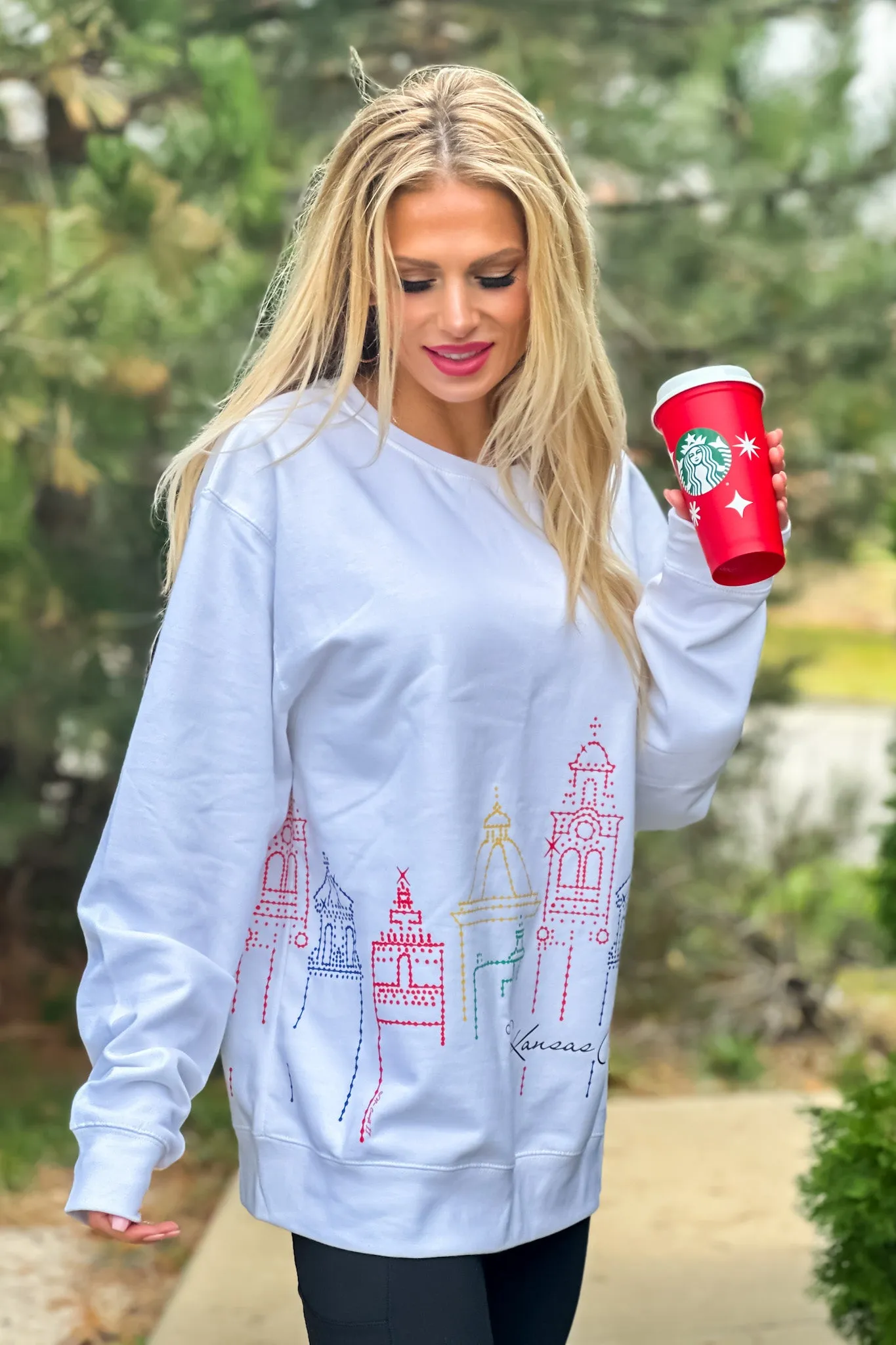 Plaza Lights Sweatshirt : White/Multi