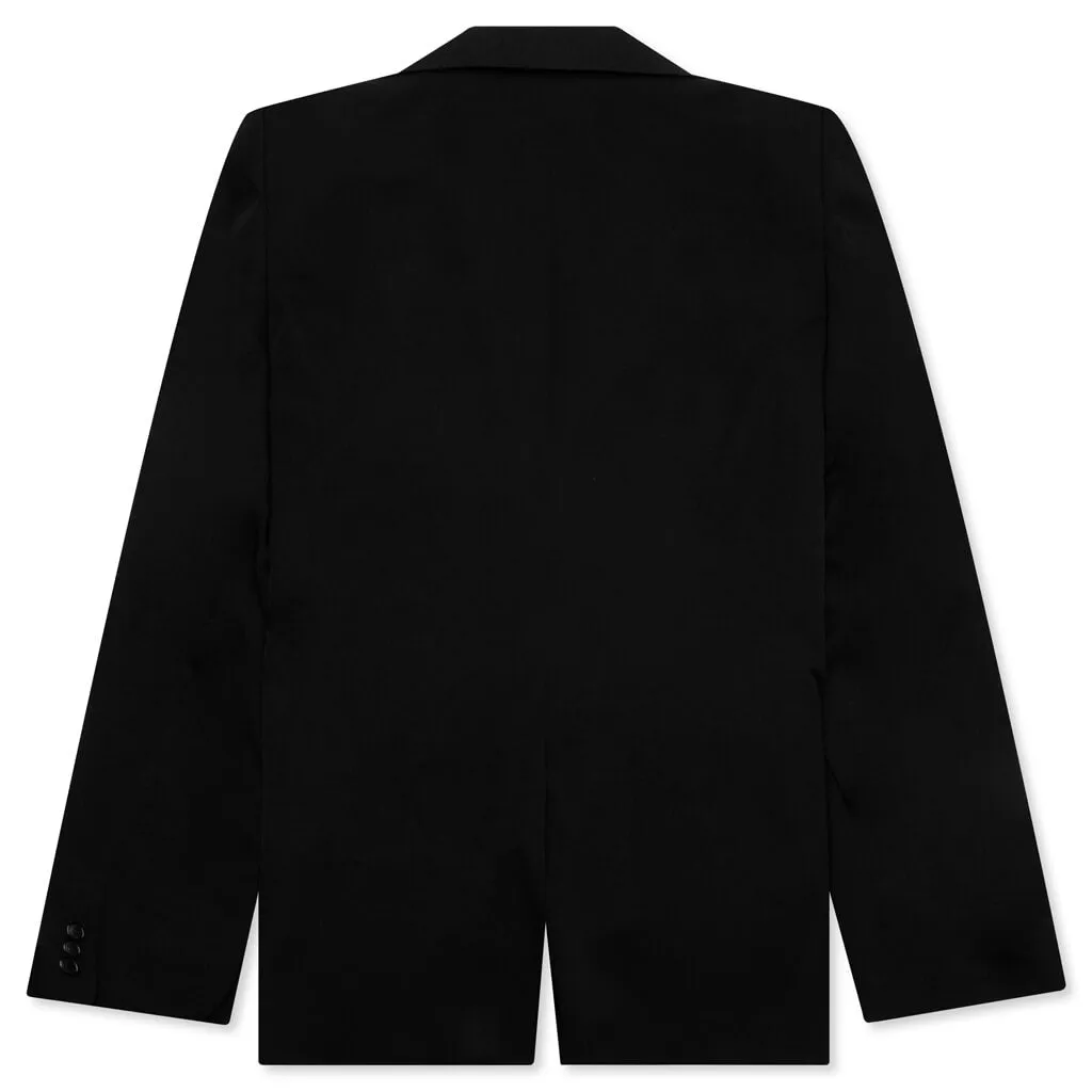 Plus Tailored Wool Blend Blazer - Black