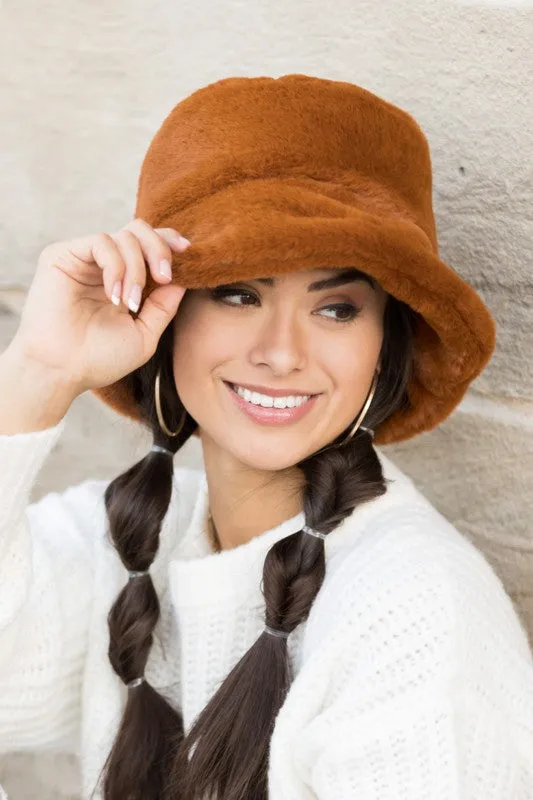 Plush Faux Fur Bucket Hat