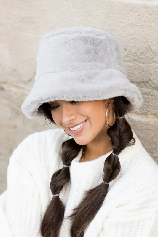 Plush Faux Fur Bucket Hat