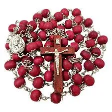 Pray the Rosary from the Holy Land - Jerusalem Cross - Red Scented Wood Beads