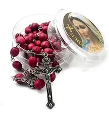 Pray the Rosary from the Holy Land - Jerusalem Cross - Red Scented Wood Beads