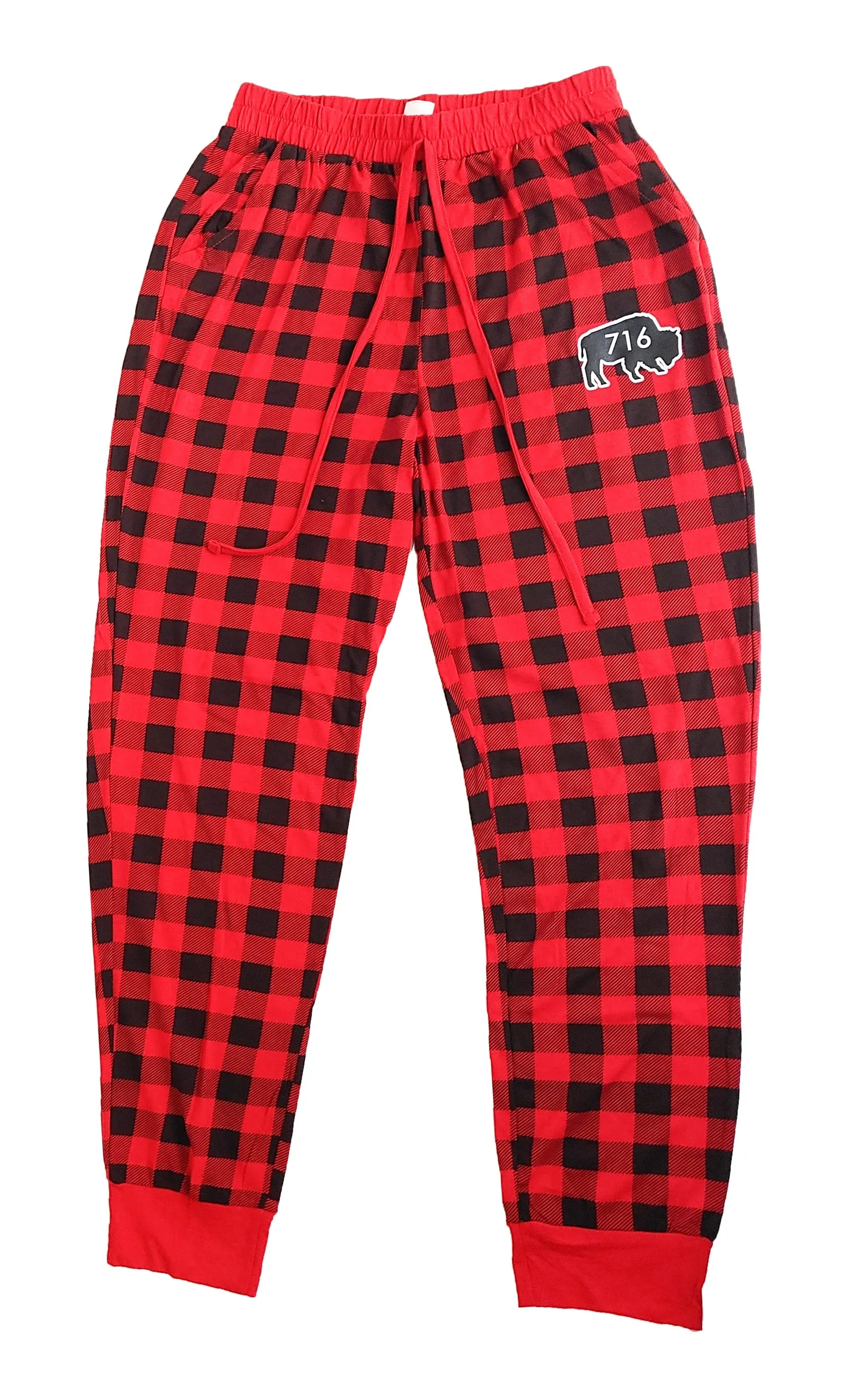 Red and Black 716 Buffalo Check Joggers