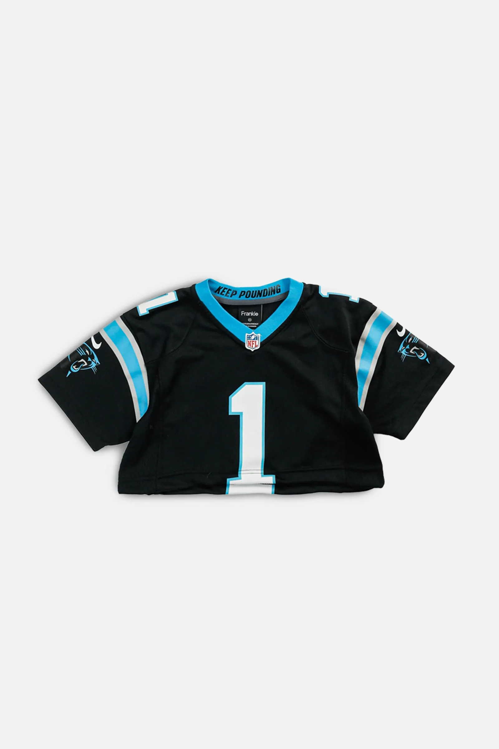 Rework Crop Carolina Panthers NFL Jersey - XS