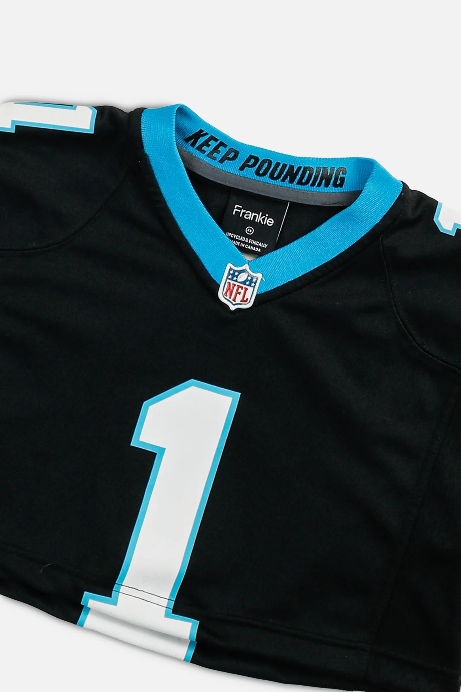 Rework Crop Carolina Panthers NFL Jersey - XS