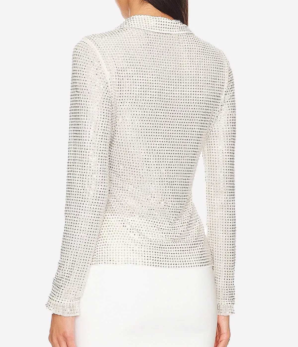 Rhinestone Mesh Top in Cream