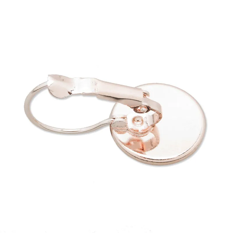 Rose Gold French Lever Back Earrings with 12mm bezel,Brass Filled,50PCS/Lot