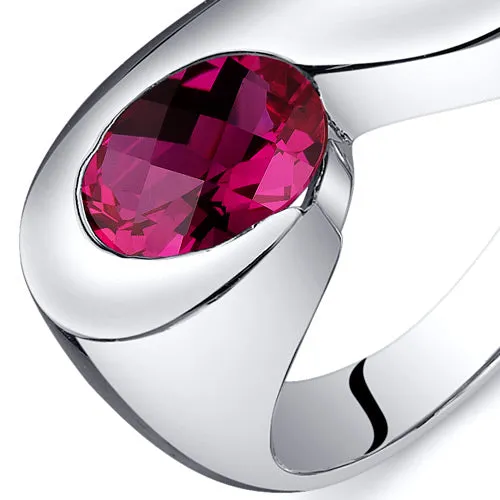 Ruby Oval Cut Sterling Silver Ring Size 8