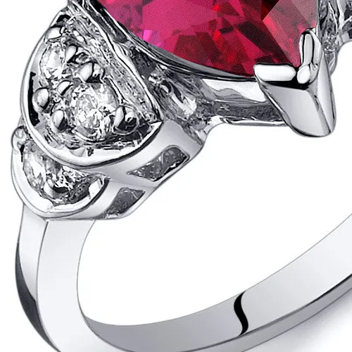 Ruby Pear Shape Sterling Silver Ring Size 9