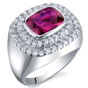 Ruby Radiant Cut Sterling Silver Ring Size 9