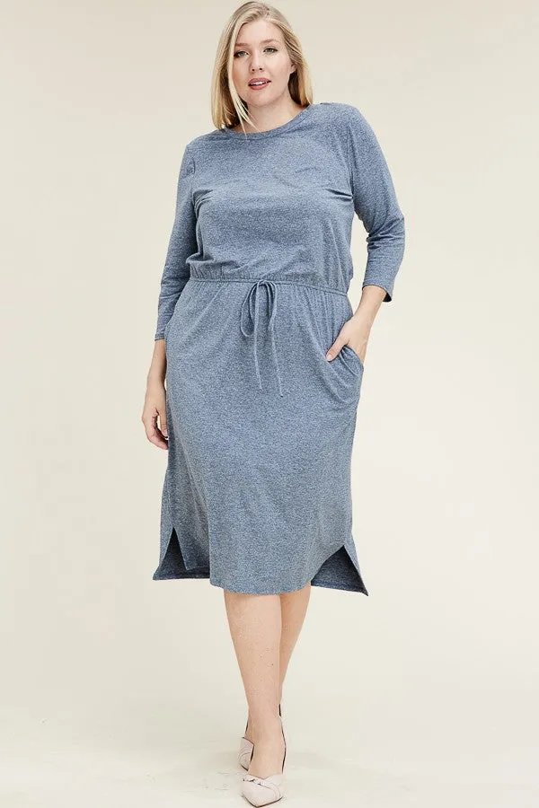 Sierra Basic Midi Dress In 2 Tone RUST Plus Size