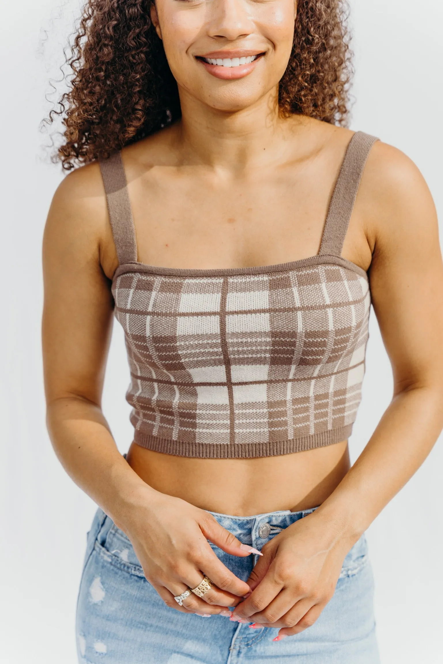 SIZE LARGE Chandler Plaid Crop Top