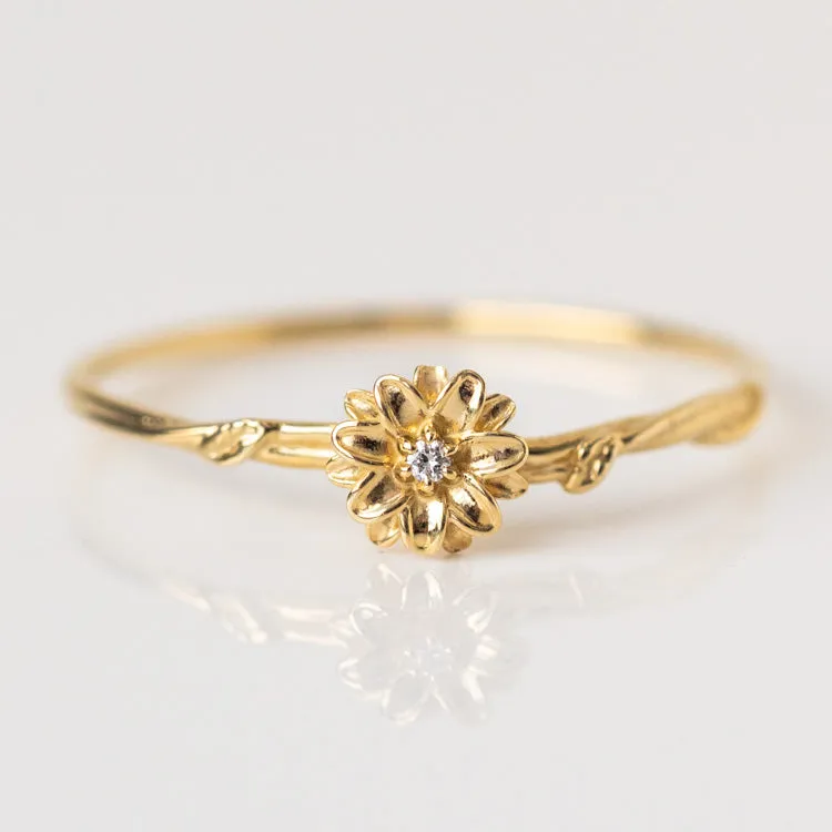 Solid Gold Birth Flower Ring