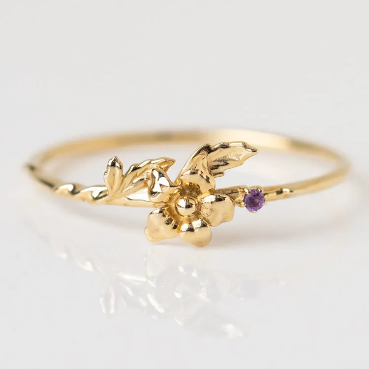 Solid Gold Birth Flower Ring