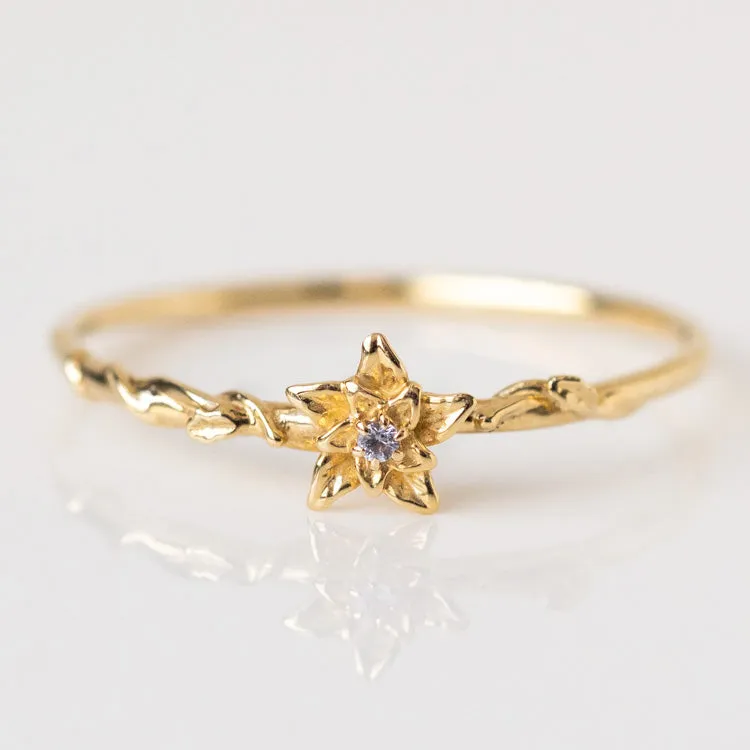 Solid Gold Birth Flower Ring