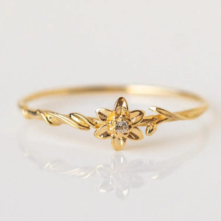 Solid Gold Birth Flower Ring