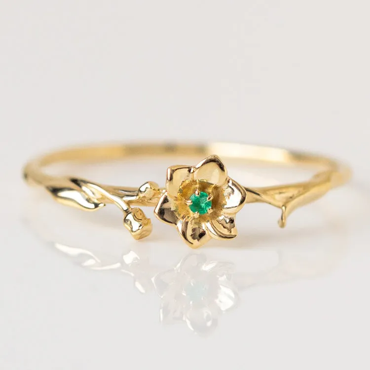 Solid Gold Birth Flower Ring